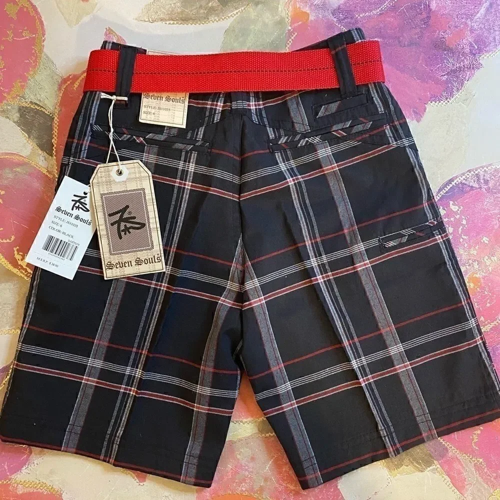 Kids Seven Souls Boys Plaid Fashion Shorts size 6